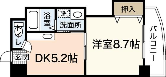 メイプル吉島(1DK/4階)の間取り写真