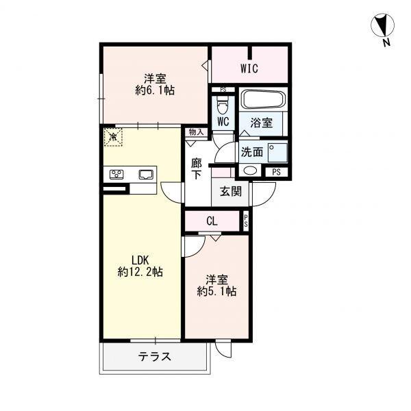 CREST明石(2LDK/2階)の間取り写真