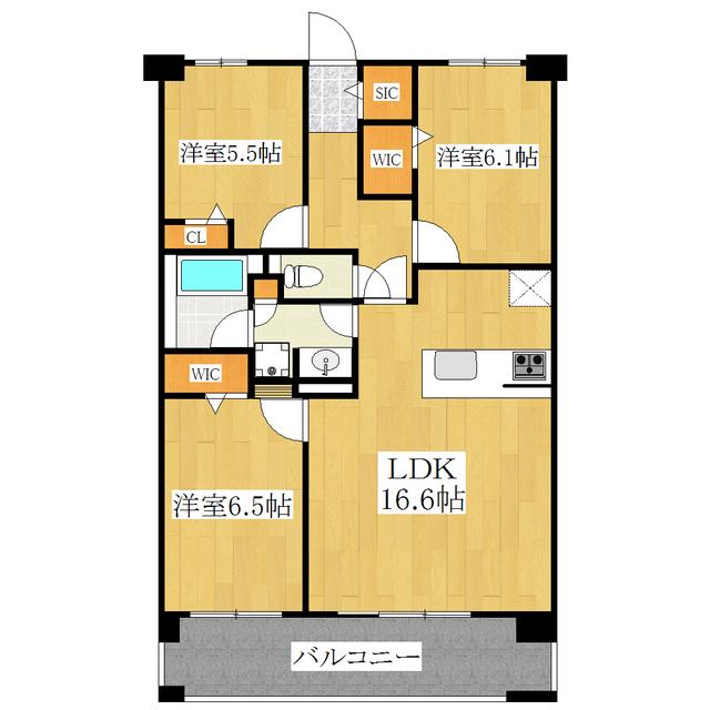 ロイヤルパークス新田(3LDK/6階)の間取り写真