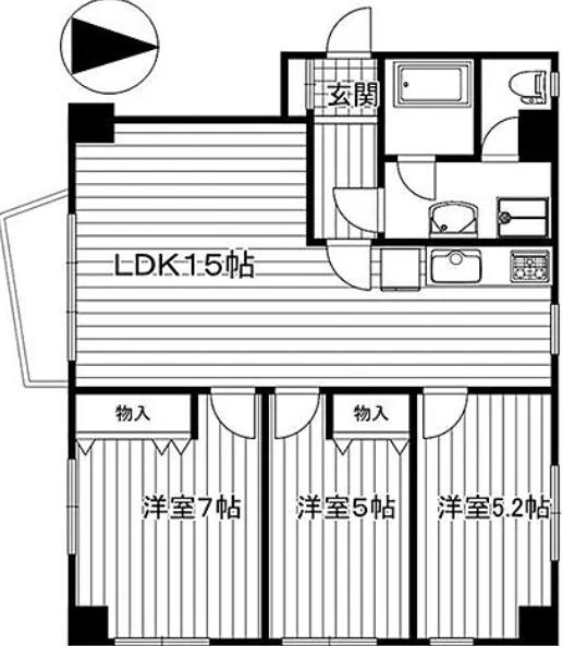 白金台八光マンション(3LDK/4階)の間取り写真