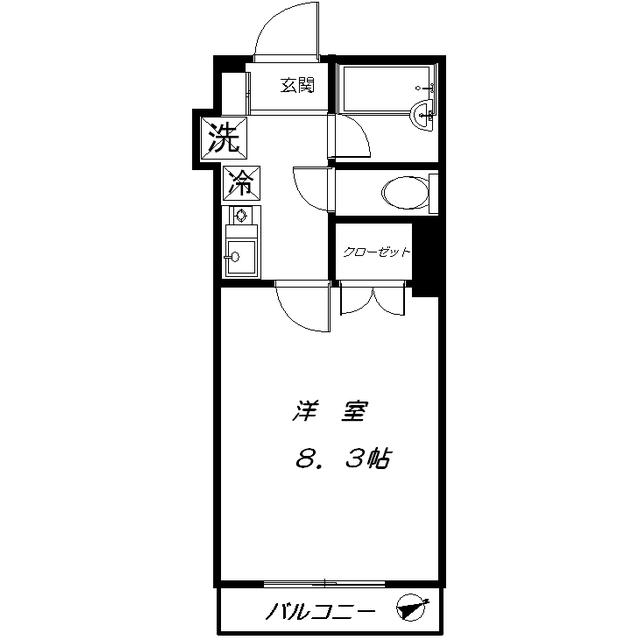 シャトー梅ヶ丘(1K/4階)の間取り写真