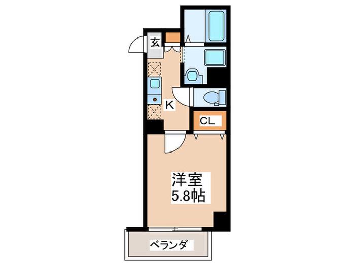 みおつくし西難波(1K/2階)の間取り写真