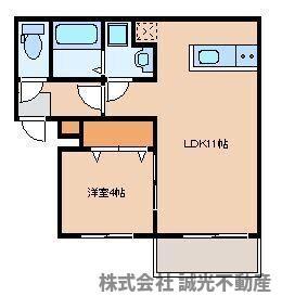 リテラ大楠(1LDK/2階)の間取り写真