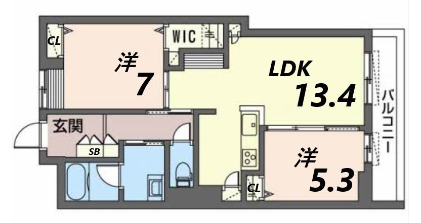 シャーメゾンソルテ(2LDK/3階)の間取り写真