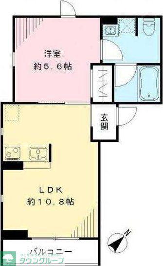 油面パークビレッジD棟(1LDK/2階)の間取り写真