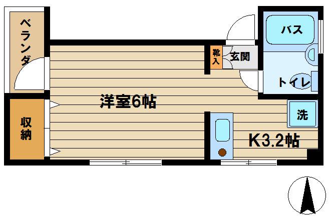 この木ハウス(1K/2階)の間取り写真