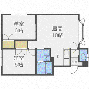 ルミエール豊平(2LDK/1階)の間取り写真