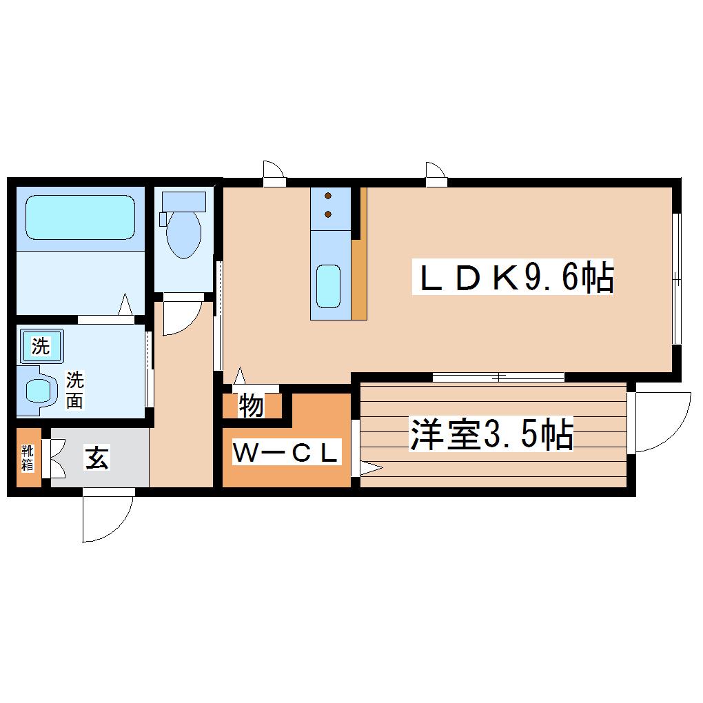 ファームセル(1LDK/1階)の間取り写真