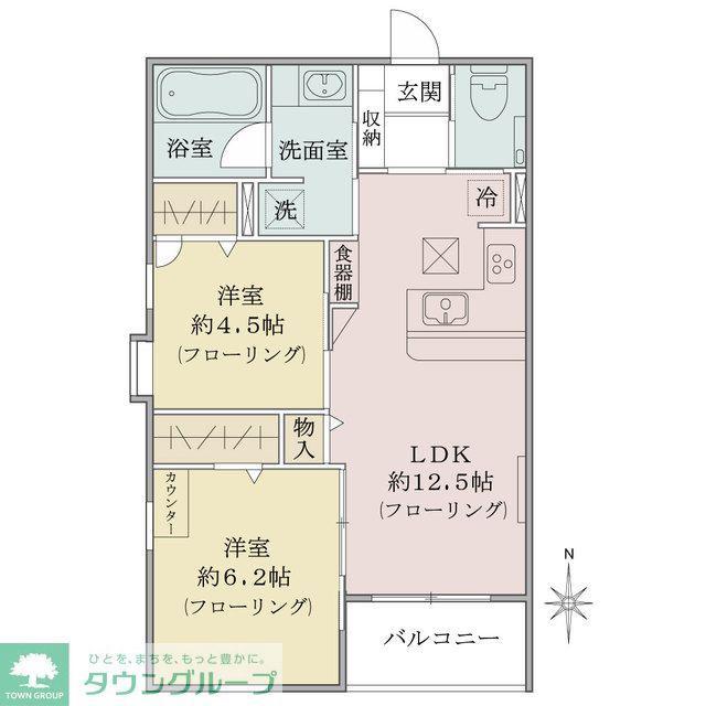 ウッドヴィラ西馬込(2LDK/2階)の間取り写真