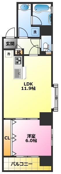 ホームズ武蔵小杉(1LDK/9階)の間取り写真