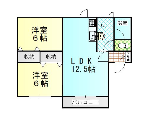 ラ・プラージュ(2LDK/1階)の間取り写真