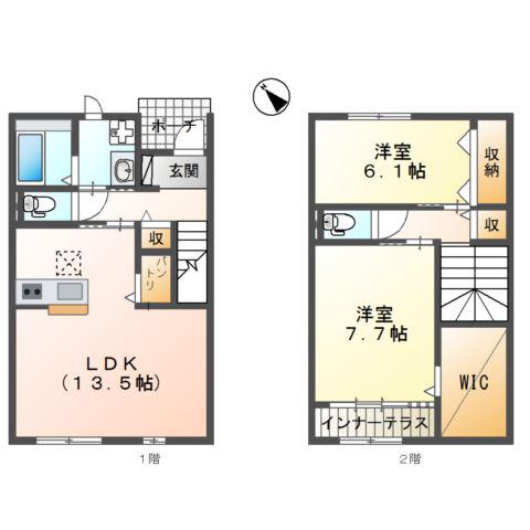 ビトンIII(2LDK/2階)の間取り写真