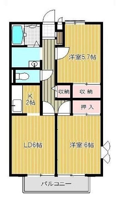 グリーンハイツ岸辺(2LDK/2階)の間取り写真