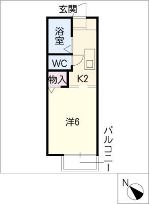 グリーンヒル山手II(1K/2階)の間取り写真