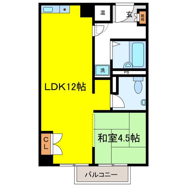 ステイツコア田町(1LDK/4階)の間取り写真