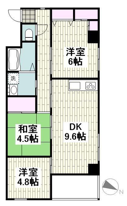 サンコートマンション(3DK/4階)の間取り写真