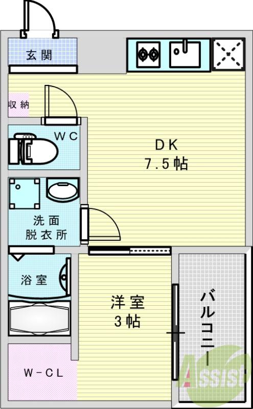 MOVE吹田正雀(1DK/2階)の間取り写真