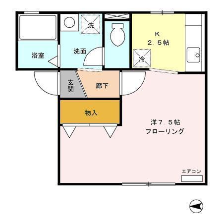 メゾン総社(1K/2階)の間取り写真