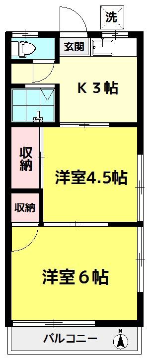 サンハイツ成増(2K/2階)の間取り写真