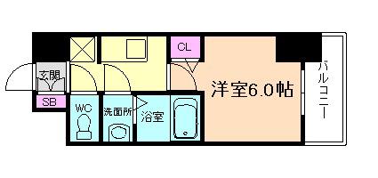 グランカリテ北梅田(1K/9階)の間取り写真