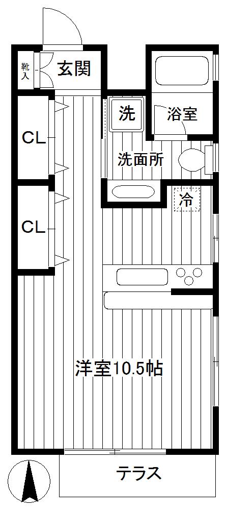 ヒルズT・K(ワンルーム/2階)の間取り写真