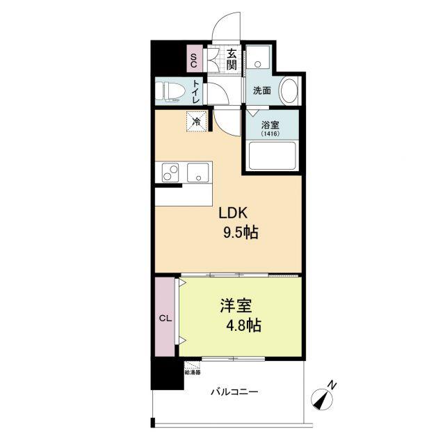 スプランディッド中之島ウエスト(1LDK/6階)の間取り写真