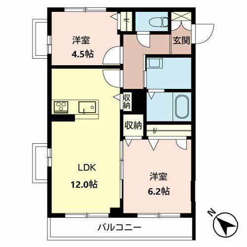 シャーメゾンK(2LDK/3階)の間取り写真