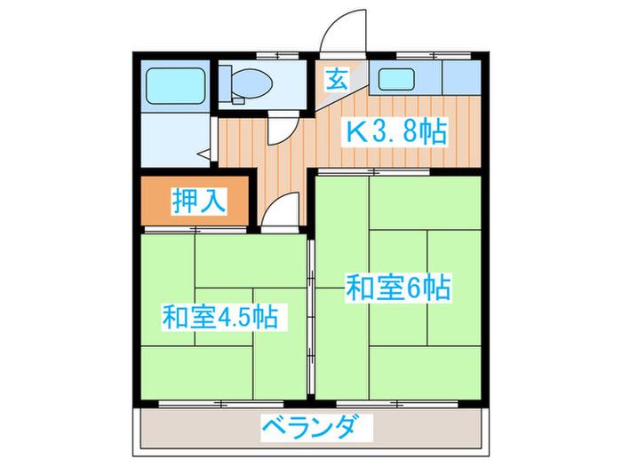 さとうアパ-ト(2K/2階)の間取り写真
