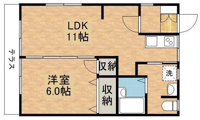 オ・シャレー(1LDK/1階)の間取り写真