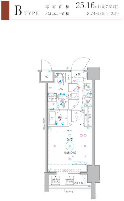 LEA横濱阪東橋参番館(1K/7階)の間取り写真