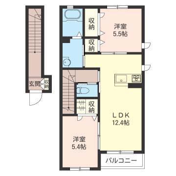 ソレイユ・ルヴァン(2LDK/2階)の間取り写真