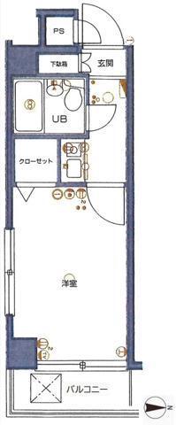 クレッセント武蔵小山(1K/4階)の間取り写真