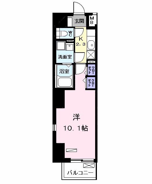 BRIO 名南(1K/7階)の間取り写真