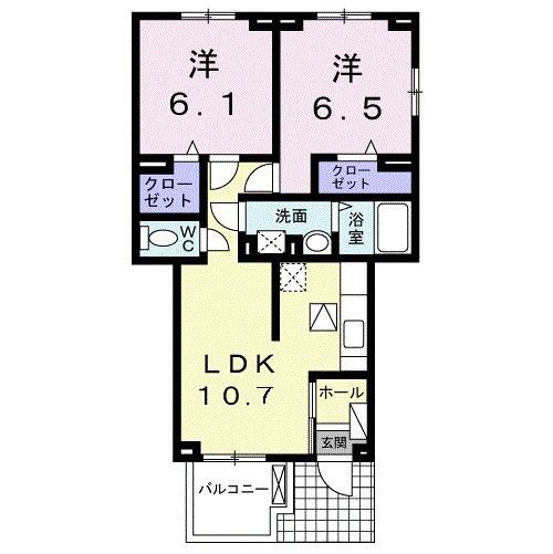 シエン アロザロ III(2LDK/1階)の間取り写真