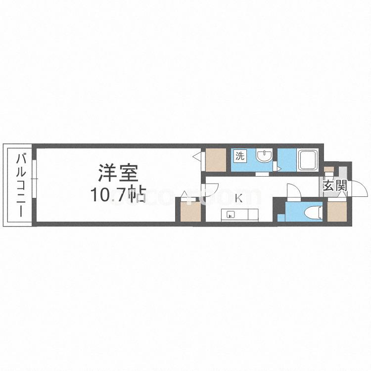 ロワリオン上町(1K/5階)の間取り写真