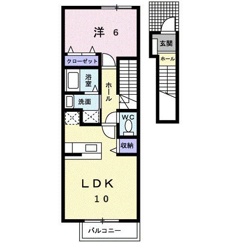 シェーネA(1LDK/2階)の間取り写真