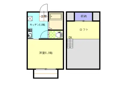 ローザンヌ葉山(1K/2階)の間取り写真