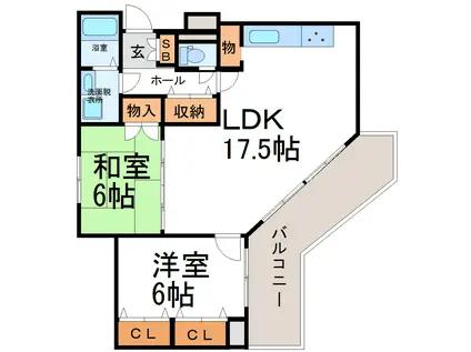 アミング潮江15-3(2LDK/4階)の間取り写真
