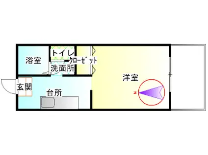 ビーラインK(1K/2階)の間取り写真