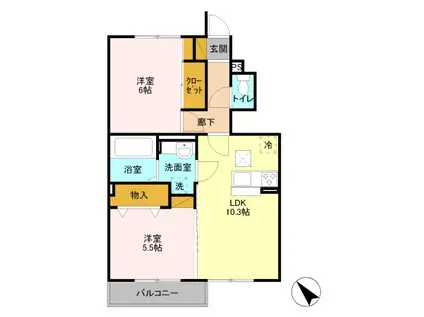 エスポワール ドミール(2LDK/1階)の間取り写真