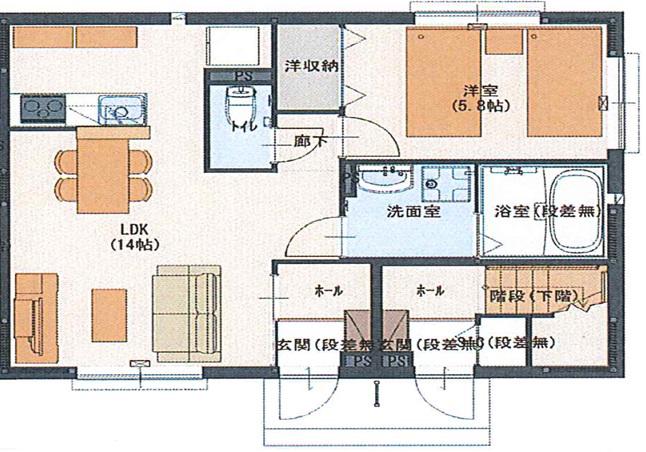 リバーコート福田(1LDK/1階)の間取り写真