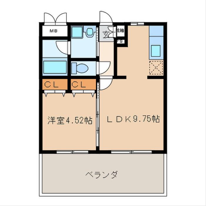 ウエストフルハウス(1LDK/6階)の間取り写真
