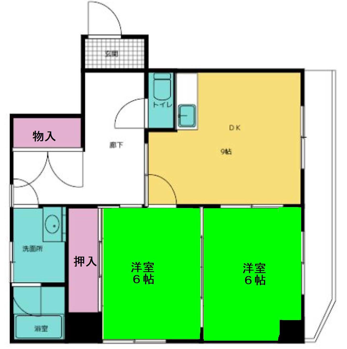 リバティープラザ東堀I(2DK/6階)の間取り写真