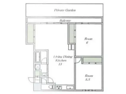 エスペランサ第一久末(2LDK/1階)の間取り写真