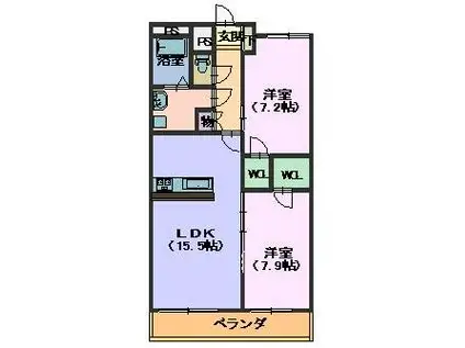 ラ・メゾン東山(2LDK/4階)の間取り写真