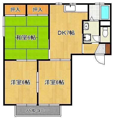 Lガーデン本城I(3DK/1階)の間取り写真