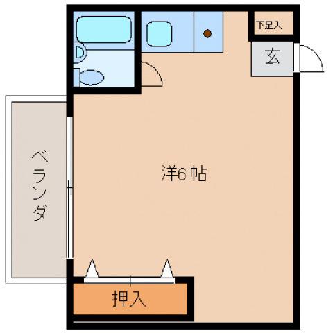 鉄橋堂ビル(ワンルーム/5階)の間取り写真