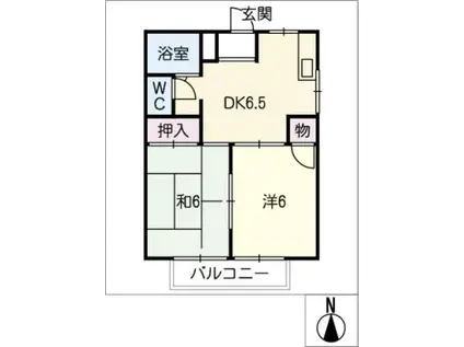 パークハイムII(2DK/1階)の間取り写真