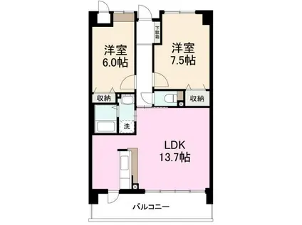 エム・パラッツォ(2LDK/5階)の間取り写真