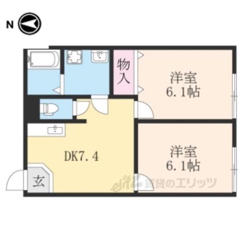 クレストコートNAGATA(2DK/1階)の間取り写真